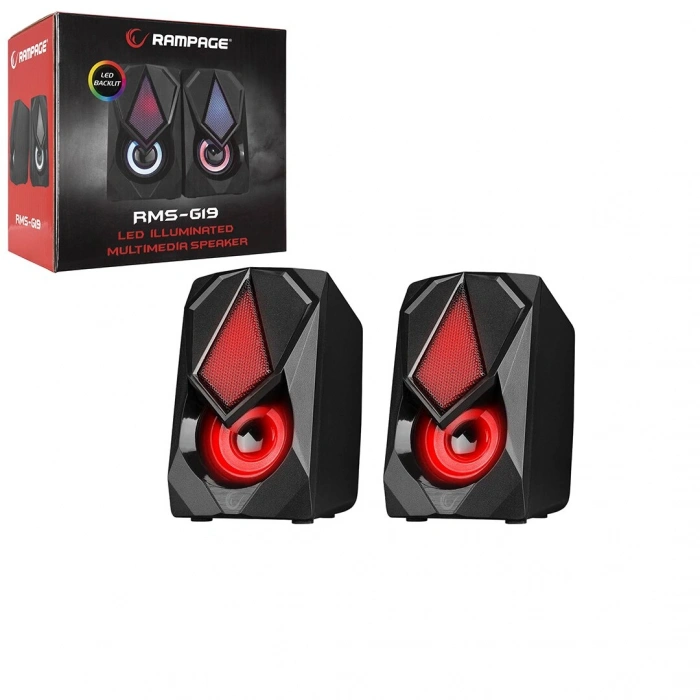 SİYAH - RGB IŞIKLI 1+1 HOPARLÖR SPEAKAER SET USB KABLO 2.0 MULTİMEDYA - 5W (5324)