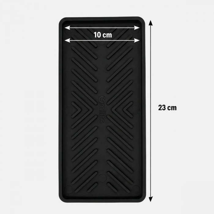 Siyah Silikon Yağdanlık Altlığı – Kaydırmaz Mutfak Organizer 23x10 cm (5324)