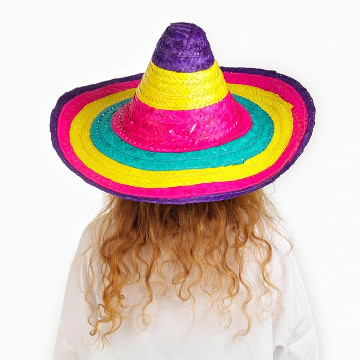 Sombrero Meksika Şapkası Mevcutli Örme Hasır Çocuk Boy