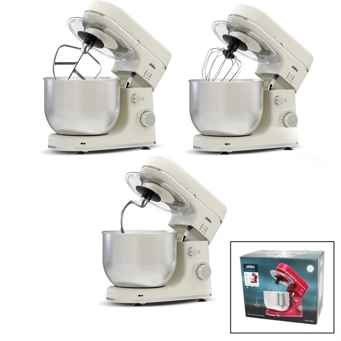 STANDLI MİKSER - BLENDER SETİ 3 FARKLI UÇ 8 KADEME HIZ+TURBO HAMUR YOĞURMA-ÇIRPICI-KARIŞITIRICI+ KASE 1300W 6LT ÇELİK HAZNE -SMX-2769 (5324)