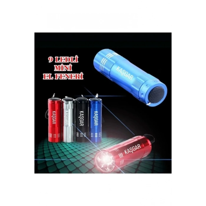 Süper Parlak 9 Ledli Metal Mini El Feneri