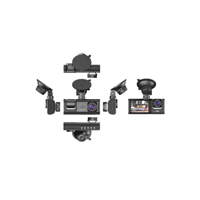 TA-01 Siyah 1080p Araç içi 3 Kameralı Lcd Ekranlı Gece Görüşlü , G-sensör , Geri Görüş Kamera