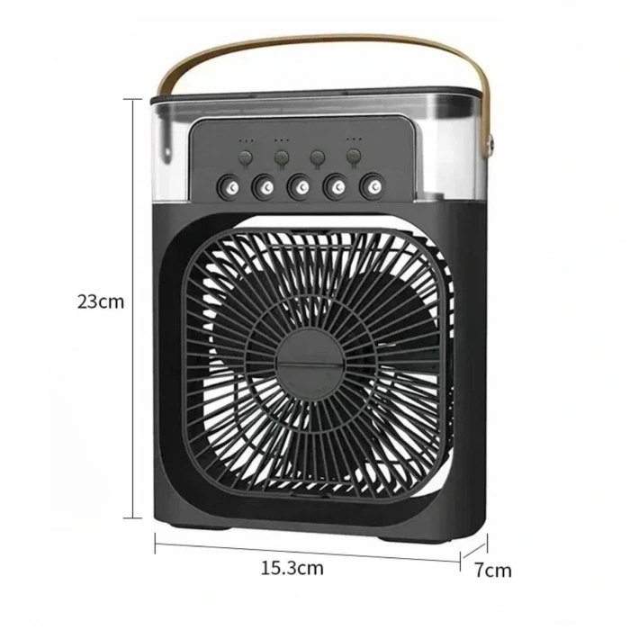 Taşınabilir 3 Farklı Mod Ayarlı 7 Farklı Led Işıklı Sulu Soğutmalı Taşınabilir Masaüstü USB Fan Vantilatör (5324)