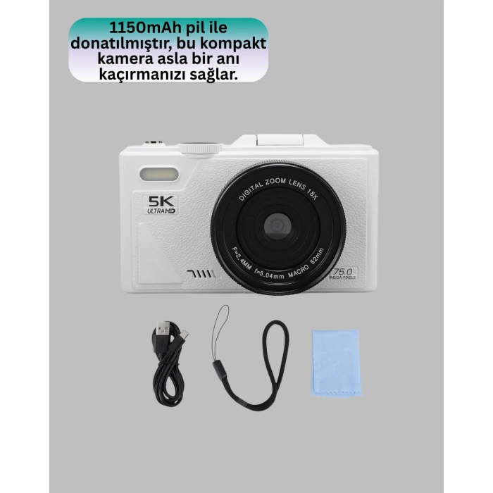 Taşınabilir 5k Uhd Fotoğraf Ve Video Kamera Otofokus Wifi