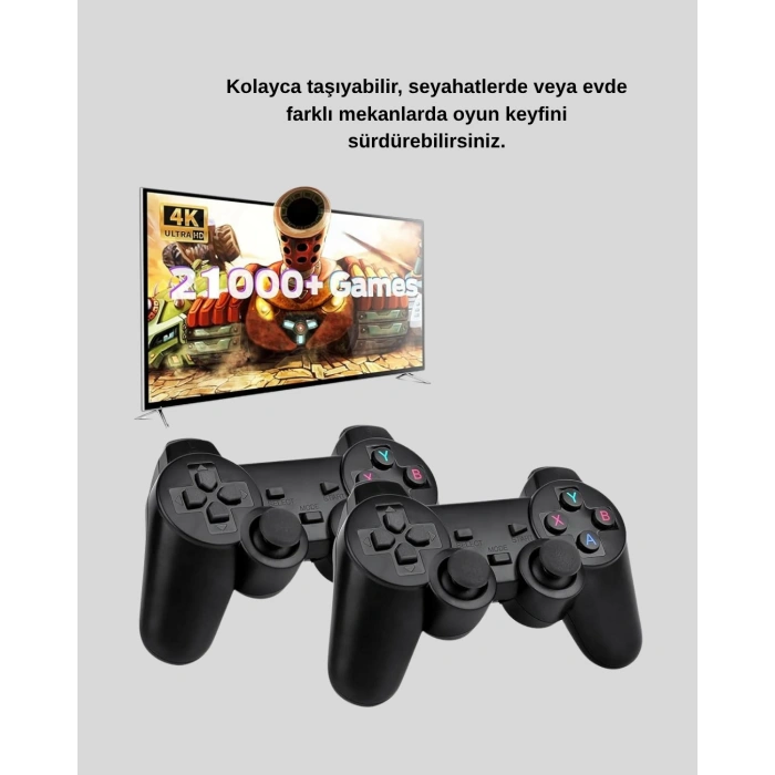 Taşınabilir Kablosuz Oyun Konsolu 2.4g Tv Destekli Kompakt Gövde