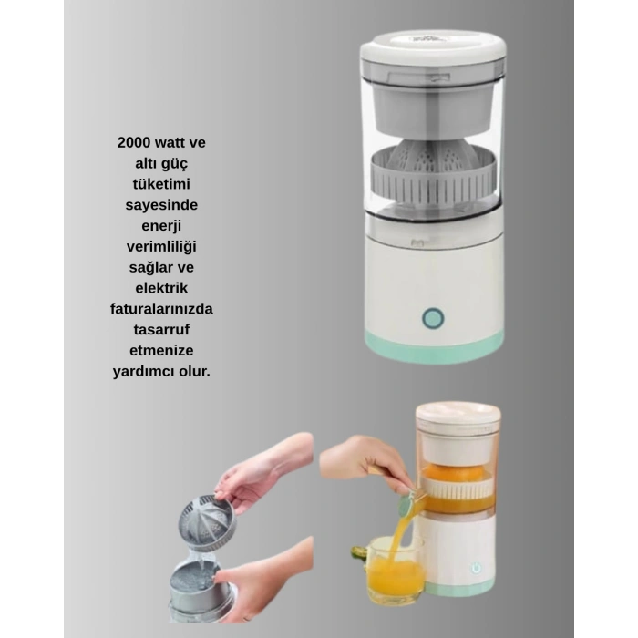 Taşınabilir Katı Meyve Sıkacağı – 45W Güçlü Motor, Çift Kesici Bıçak, USB Şarjlı ve Kompakt Tasarım