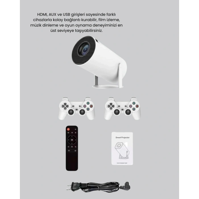 Taşınabilir Projeksiyon Cihazı 4k Destekli Wi-fi Kablosuz Ekran Yansıtma