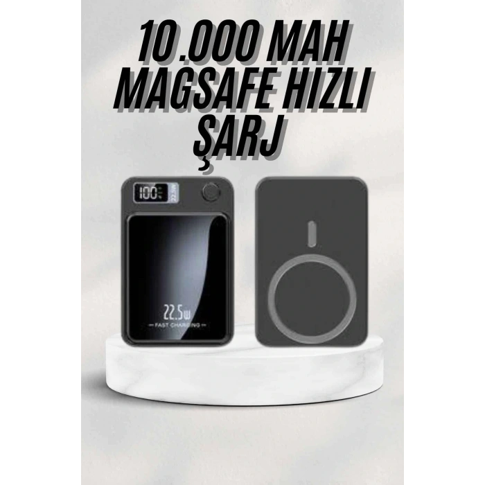 Taşınabilir Şarj Magsafe Powerbank 10.000 Mah Hızlı Şarj Led Göstergeli Kablosuz