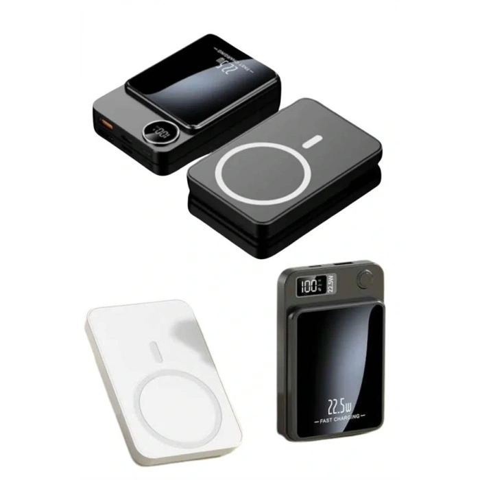 Taşınabilir Şarj Magsafe Powerbank 10.000 mAh Hızlı Şarj Led Göstergeli Kablosuz
