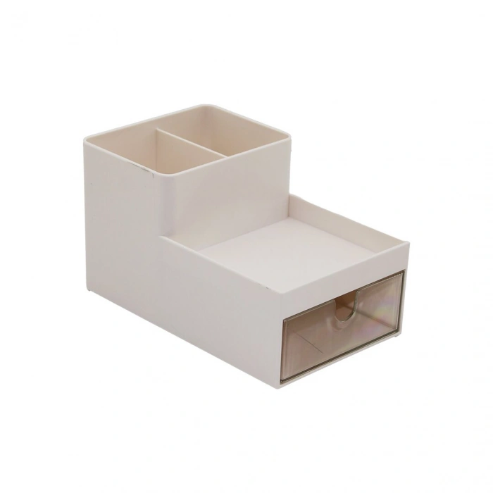 TEK ÇEKMECELİ + 3 BÖLMELİ  PLASTİK MAKYAJ - TAKI ORGANİZER 16X9.5CM - Y: 5--9.5CM (5324)