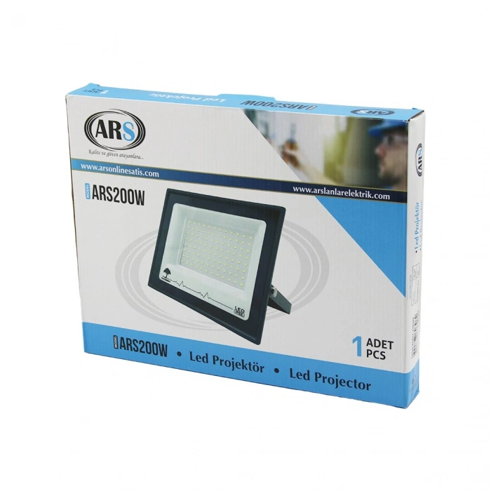 TEKLİ 200W LED PROJEKTÖR  29X22CM AYDINLATMA AÇISI: 120 DERECE 50.000 SAAT ÖMÜR MODEL-ARS200W (5324)