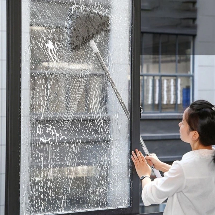 Teleskopik Saplı 150 cm Üçgen Mop Cam Duvar Tavan Fayans Parke Temizleyici Mop (5324)