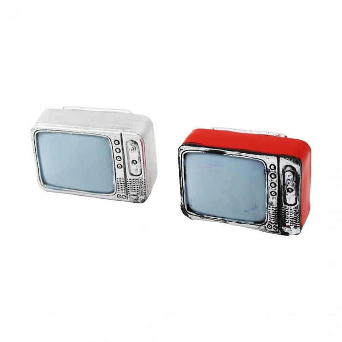 TELEVİZYON VİNTAGE DEKORATİF BİBLO - RENKLİ 9X6CM REÇİNE (5324)