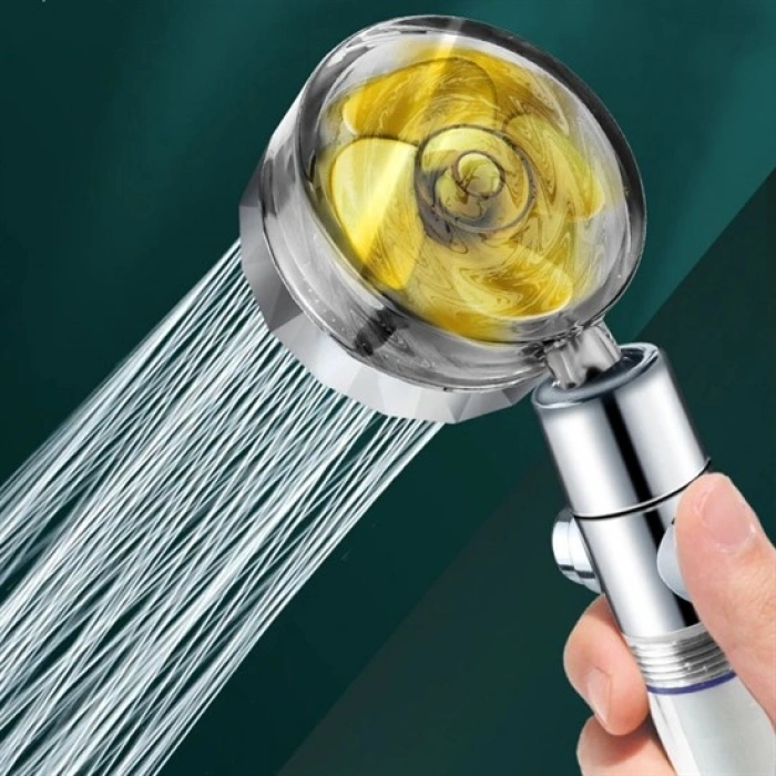 Turbo Pervaneli ve Filtreli Su Tasarruflu 360 Derece Dönebilen Tazyikli Duş Başlığı (5324)
