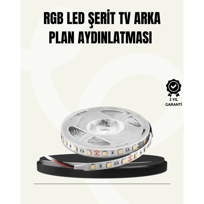 TV Arkası LED Şerit Işık Otomatik Açma Kapama Özellikli 2mt