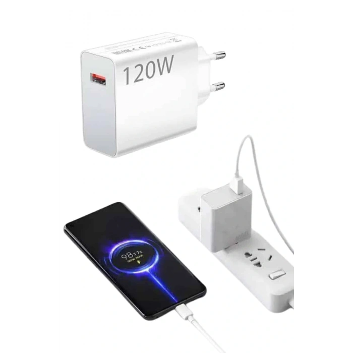 Type C Yüksek Hızlı Şarj Aleti Beyaz 120w Ultra Uzun Ömürlü