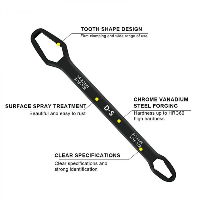 Universal Anahtarı Çift kafalı  Çok Fonksiyonlu 6-22mm (5324)