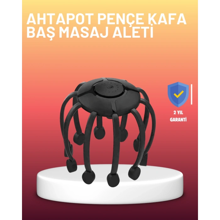 USB Şarjlı Kafa Masaj Aleti 3 Modlu 8 Başlıklı Stres Giderici