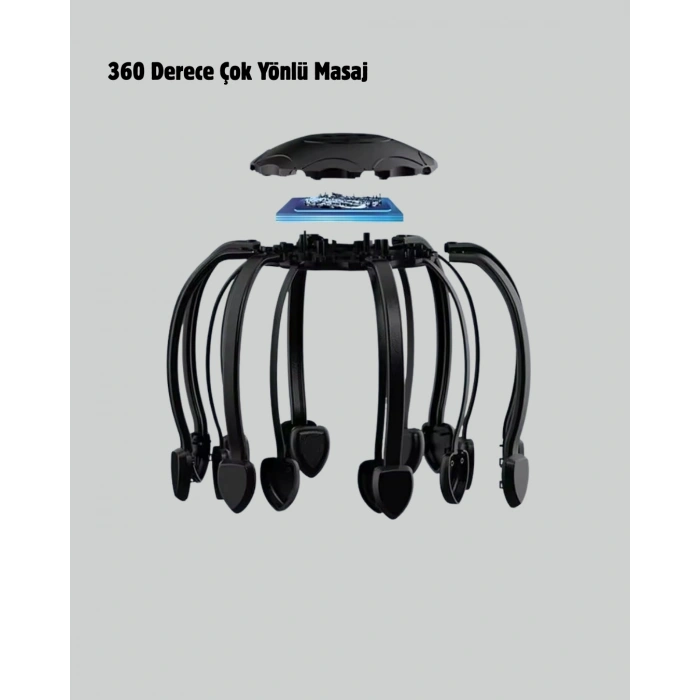 USB Şarjlı Kafa Masaj Aleti 3 Modlu 8 Başlıklı Stres Giderici