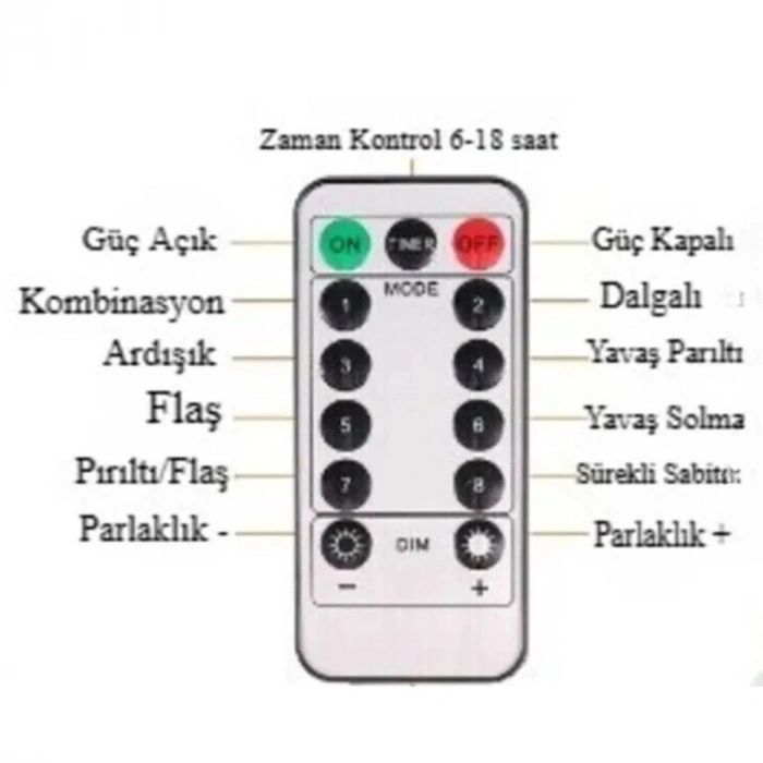 Uzaktan Kumandalı LED Perdeye Takılabilen Kancalı Işık Usb 3x3 Metre Peri Perde LED (5324)