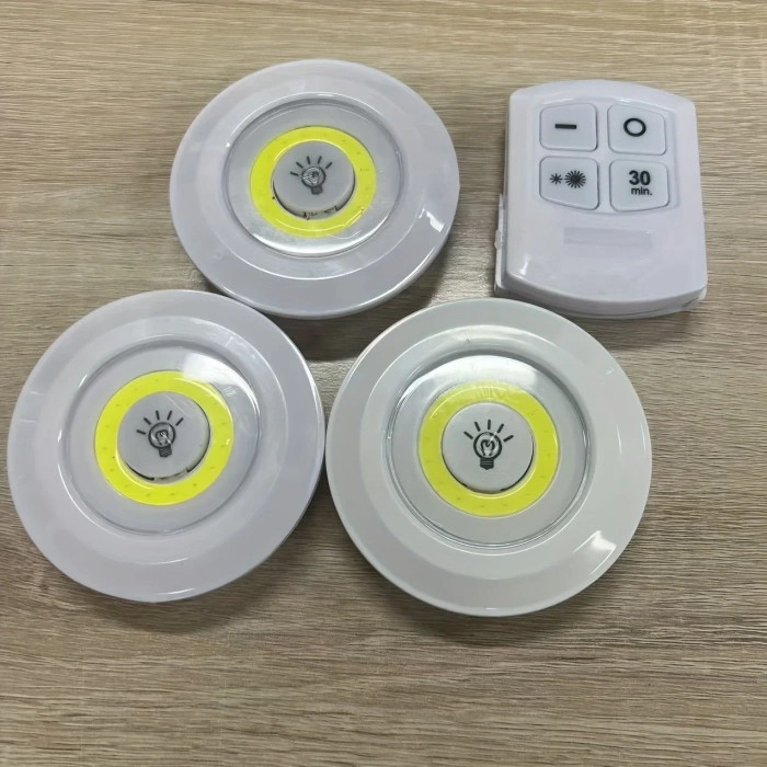 Uzaktan Kumandalı Yapışkanlı 3'lü Led Spot Lamba (5324)