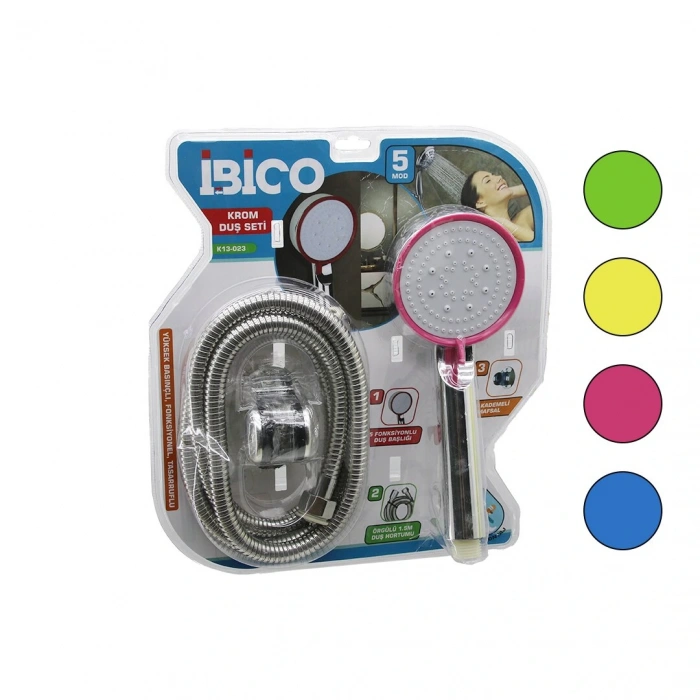 VAKUMLU - KROM  LÜKS DUŞ SETİ DUŞ BAŞLIK=5 MOD=FONKSİYON ÖRGÜLÜ HORTUM=1.5MT MAFSAL=3 KADEME (5324)