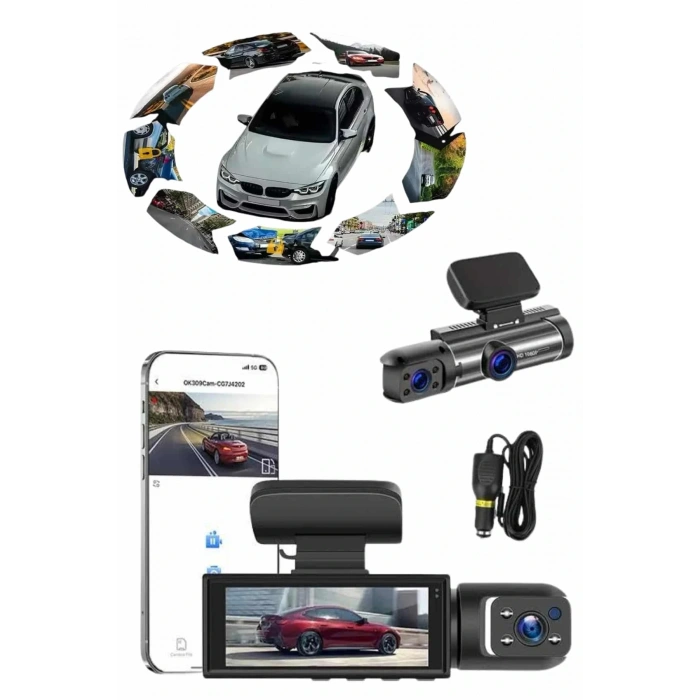 Video Ve Fotoğraf Kaydedici Sürüş Kamerası Ön Ve Arka Çift Kameralı