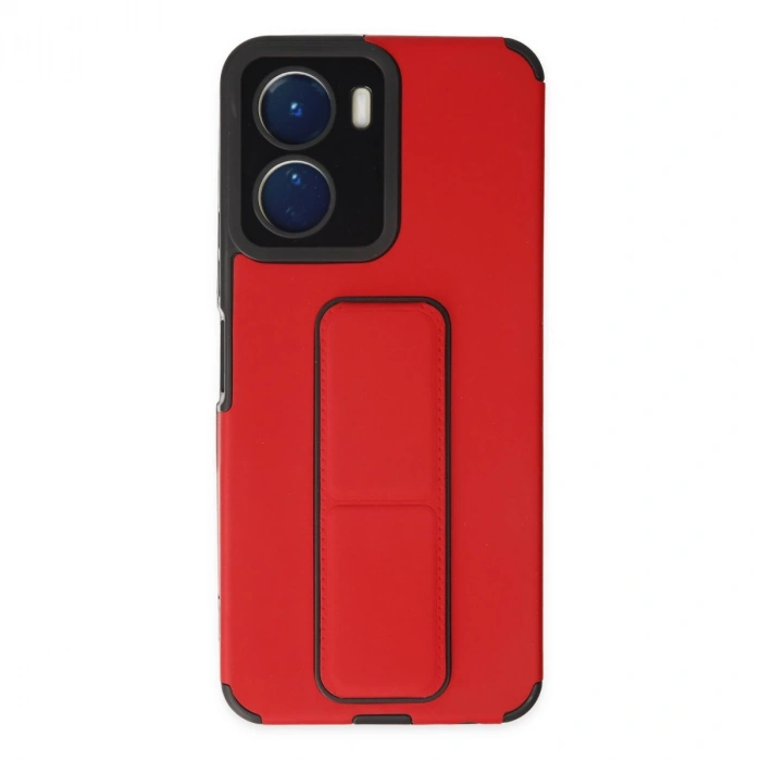 Vivo Y16 Kılıf Mega Standlı Silikon - Kırmızı