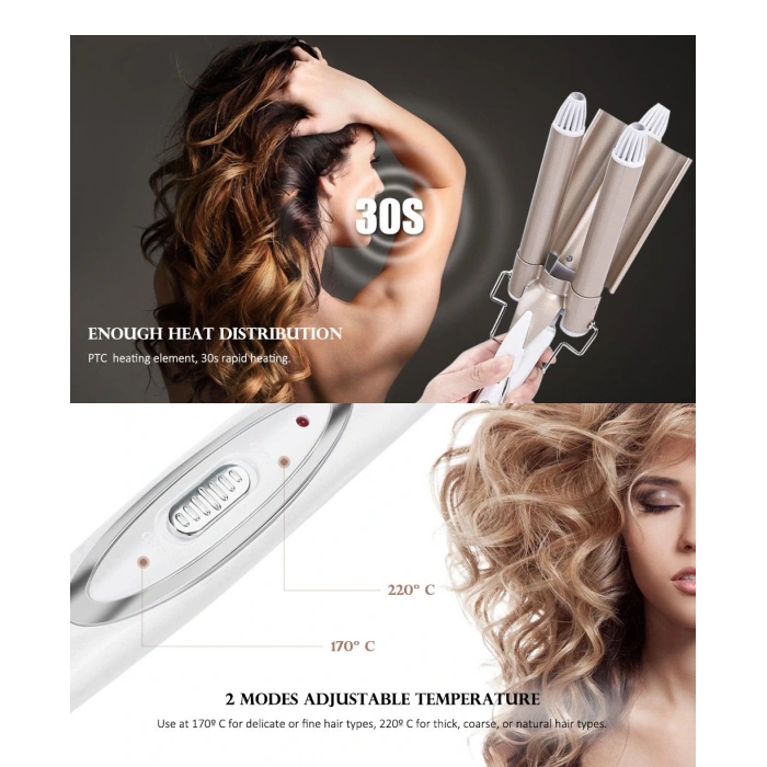 Wag Su Dalgası Saç Maşası 220 Derece 25 Mm Kalın Bukle (5324)