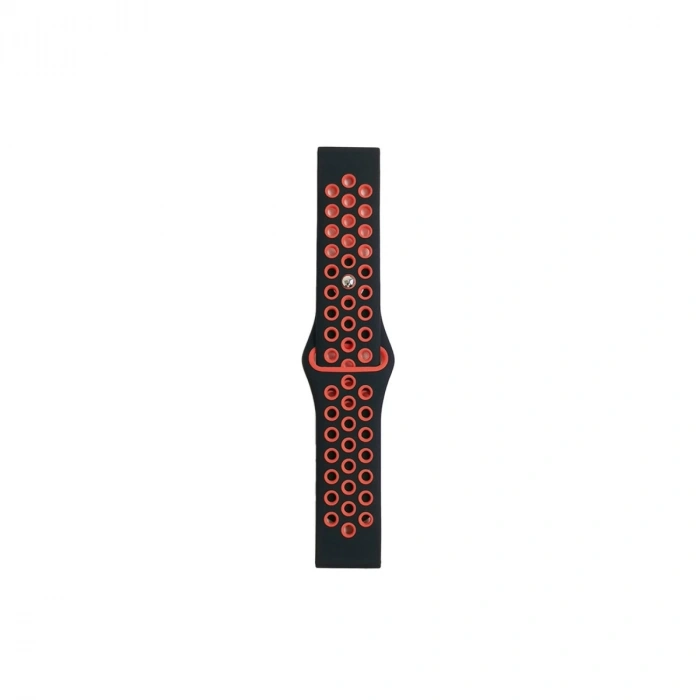 Watch 20mm Spor Delikli Kordon (SAAT DEĞİLDİR) - Siyah-kırmızı