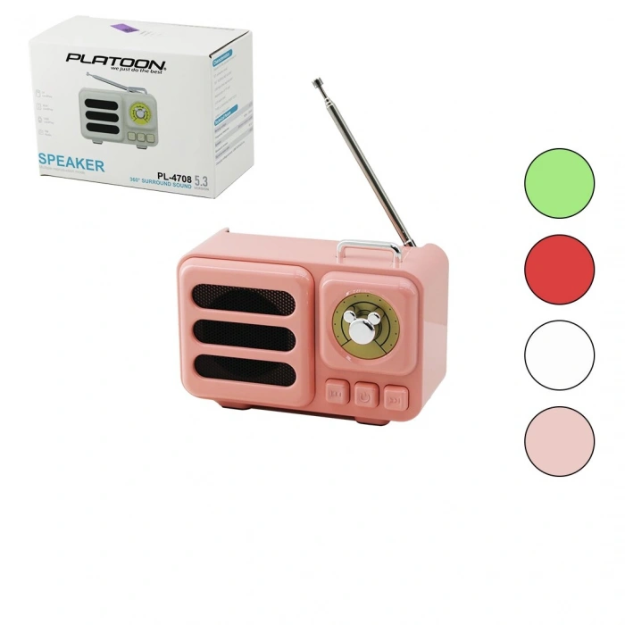 WİRELESS HOPARLÖR - SPEAKER - RADYO IŞIKLI USB ŞARJLI RENKLİ KASA - BRONZ ÇERÇEVE USB - DC 5V - TF (5324)