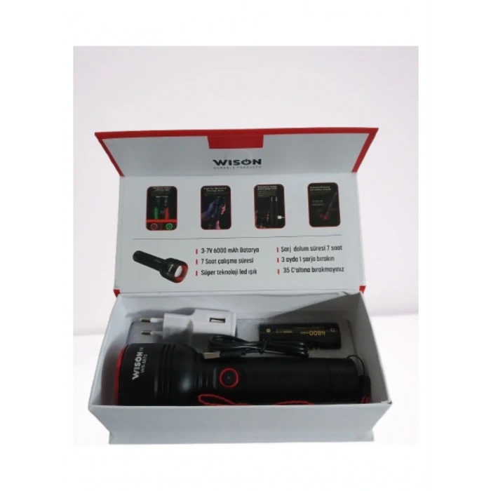 WISON WS-5572 20W Uzun Menzilli Şarjlı Metal El Feneri (5324)