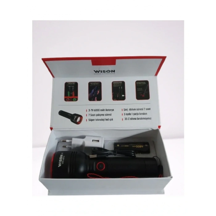 WISON WS-5572 20W Uzun Menzilli Şarjlı Metal El Feneri (5324)