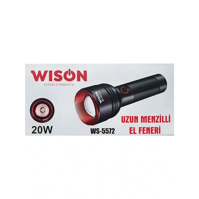 WISON WS-5572 20W Uzun Menzilli Şarjlı Metal El Feneri (5324)