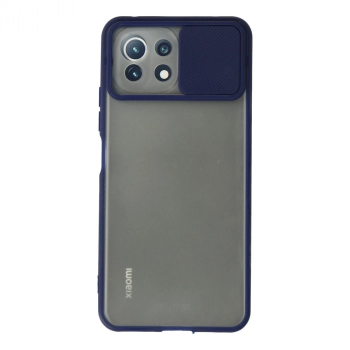 Xiaomi Mi 11 Lite Kılıf Palm Buzlu Kamera Sürgülü Silikon - Lacivert