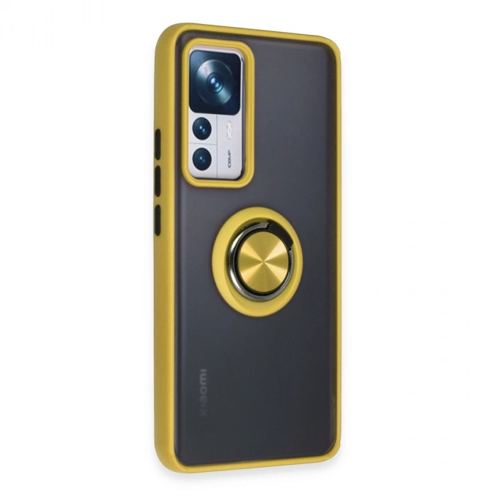 Xiaomi Mi 12t Pro Kılıf Montreal Yüzüklü Silikon Kapak - Sarı