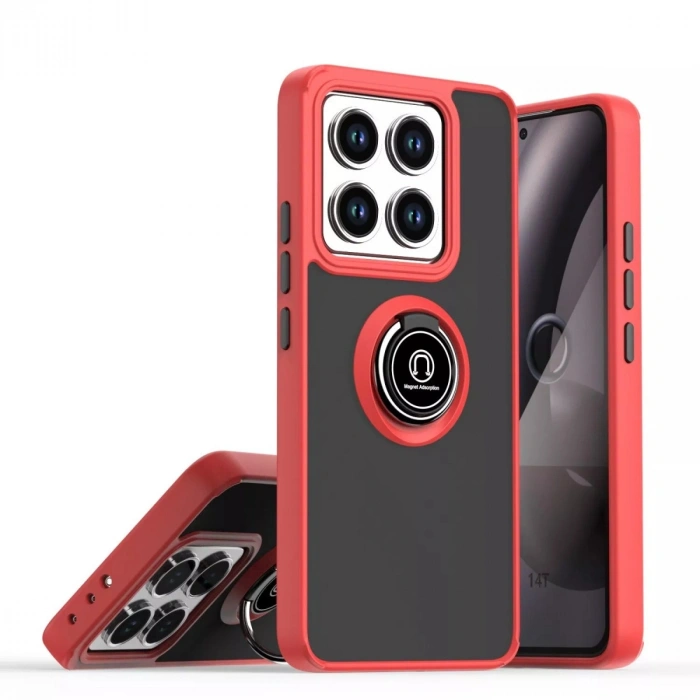 Xiaomi Mi 14t Montreal Yüzüklü Silikon Kapak - Kırmızı