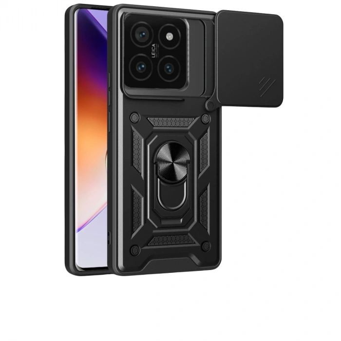Xiaomi Mi 14t Pro Kılıf Pars Lens Yüzüklü Silikon - Siyah