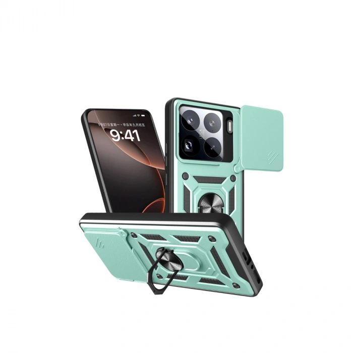 Xiaomi Mi 15 Pro Kılıf Pars Lens Yüzüklü Silikon - Yeşil