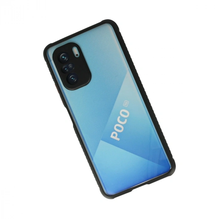 Xiaomi Poco F3 Kılıf Miami Şeffaf Silikon - Siyah