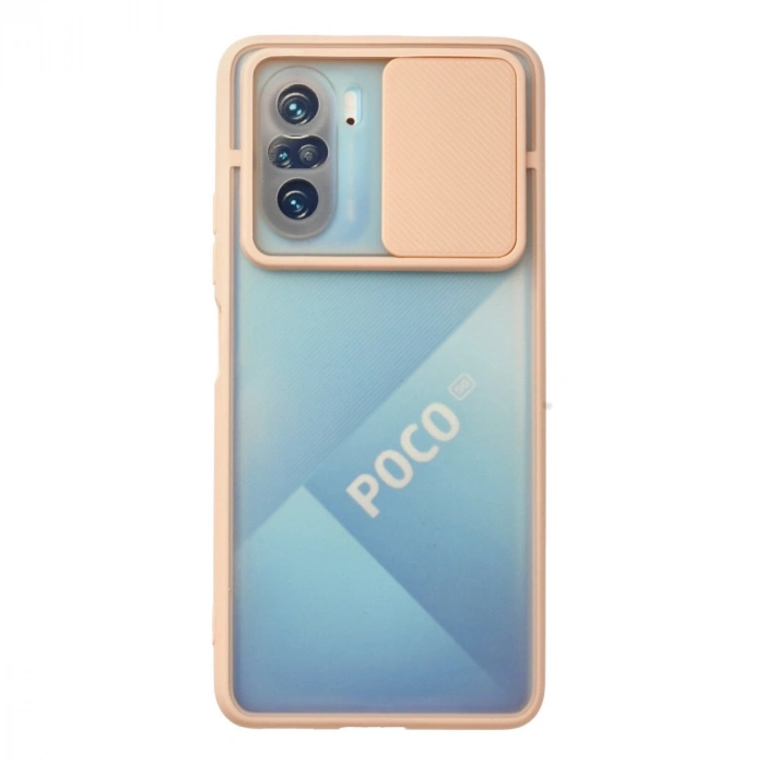 Xiaomi Poco F3 Kılıf Palm Buzlu Kamera Sürgülü Silikon - Pembe