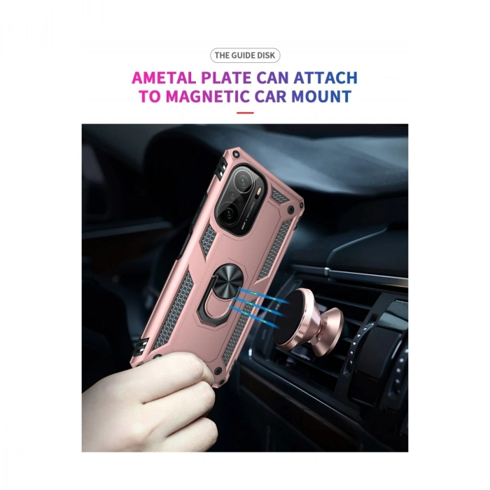 Xiaomi Poco F3 Kılıf Sofya Yüzüklü Silikon Kapak - Rose