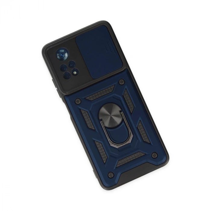 Xiaomi Poco X4 Pro 5g Kılıf Pars Lens Yüzüklü Silikon - Lacivert