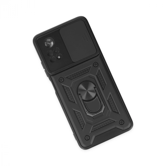 Xiaomi Poco X4 Pro 5g Kılıf Pars Lens Yüzüklü Silikon - Siyah