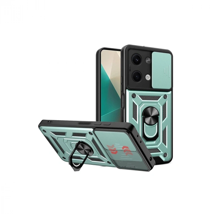 Xiaomi Poco X6 Kılıf Pars Lens Yüzüklü Silikon - Yeşil