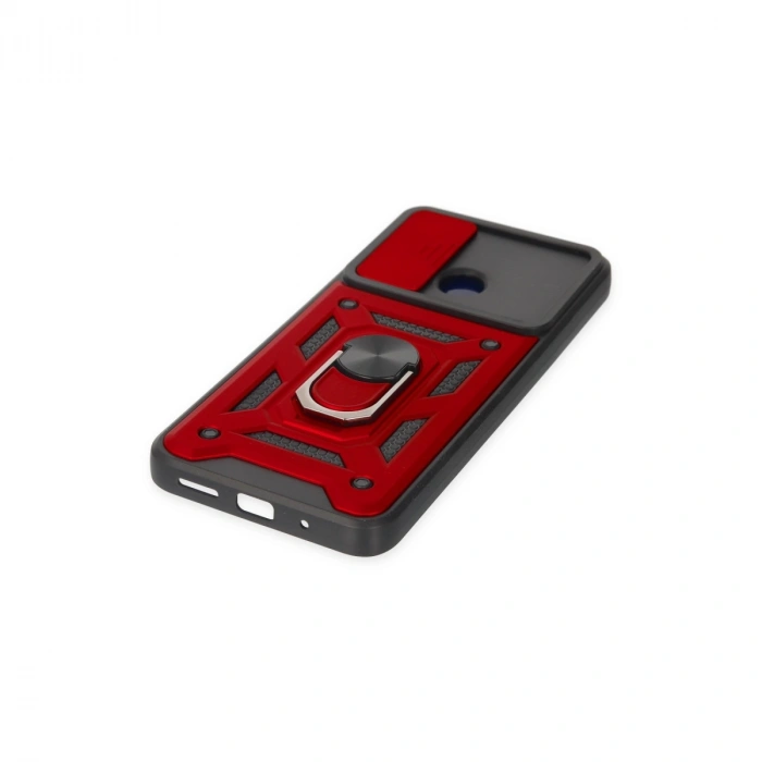 Xiaomi Redmi 10c Kılıf Pars Lens Yüzüklü Silikon - Kırmızı