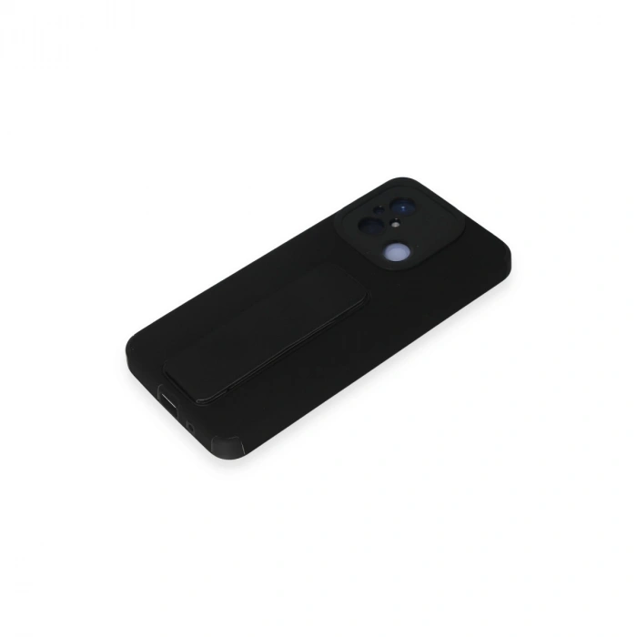 Xiaomi Redmi 12c Kılıf Mega Standlı Silikon - Siyah