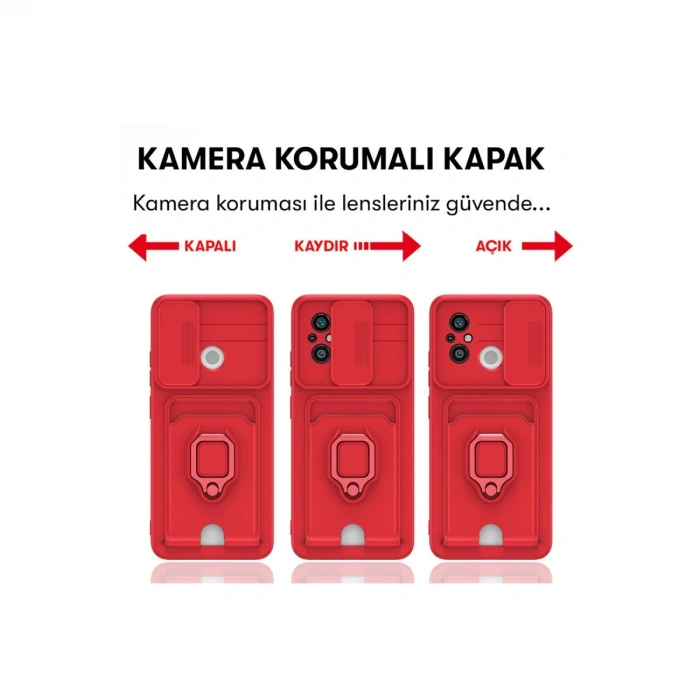 Xiaomi Redmi 12c Kılıf Zuma Kartvizitli Yüzüklü Silikon - Siyah