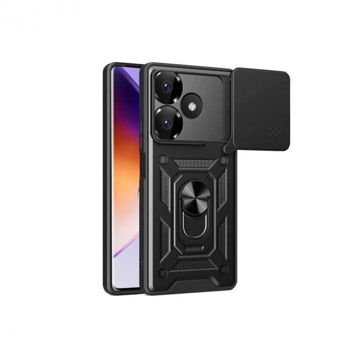 Xiaomi Redmi 13 4g Kılıf Pars Lens Yüzüklü Silikon - Siyah