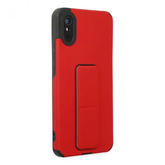 Xiaomi Redmi 9a Kılıf Mega Standlı Silikon - Kırmızı